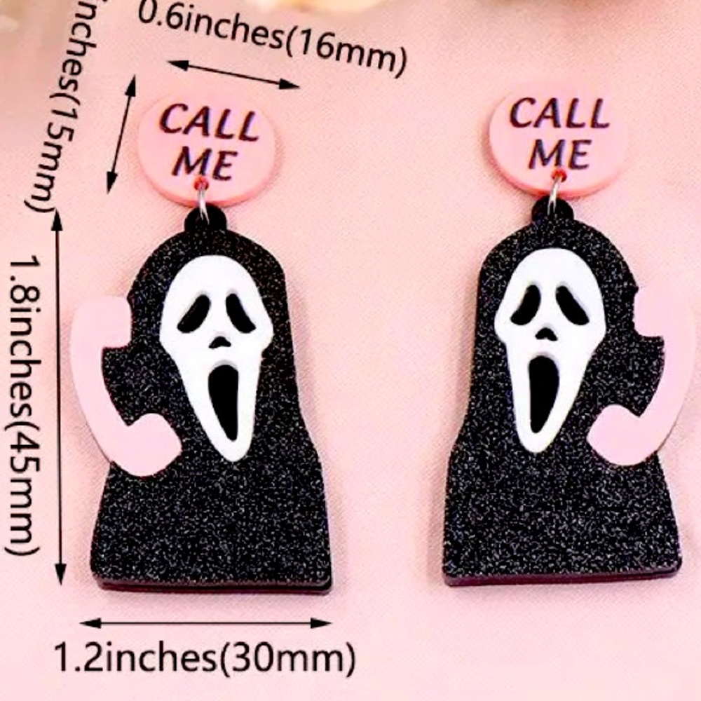 New Halloween Ghost Earrings Cute Acrylic Handmade Jewelry